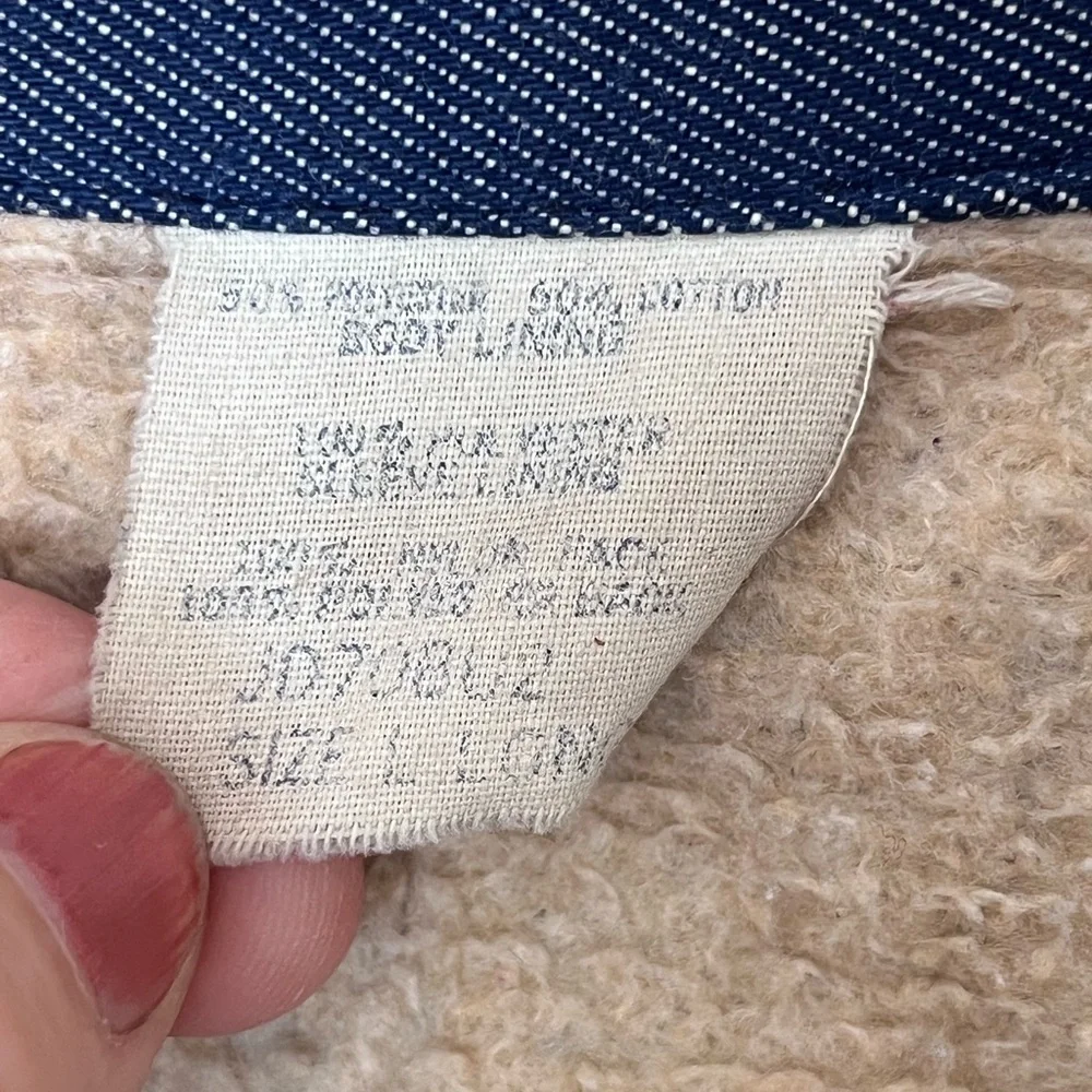 Vintage Red Cap fleece lined Men's Blue Denim Jacket - Picture 5 of 6